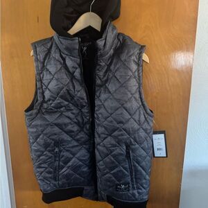 Black Puffer Vest Mens Small Zip Pockets Marc Ecko
